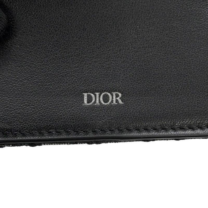 クリスチャン・ディオール 三つ折り財布 オブリーク コンパクトウォレット  ネックストラップ付き Christian Dior 財布