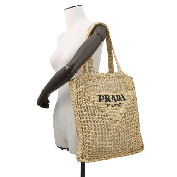 プラダ トートバッグ ロゴ クロシェ ラフィア 2VG105 PRADA