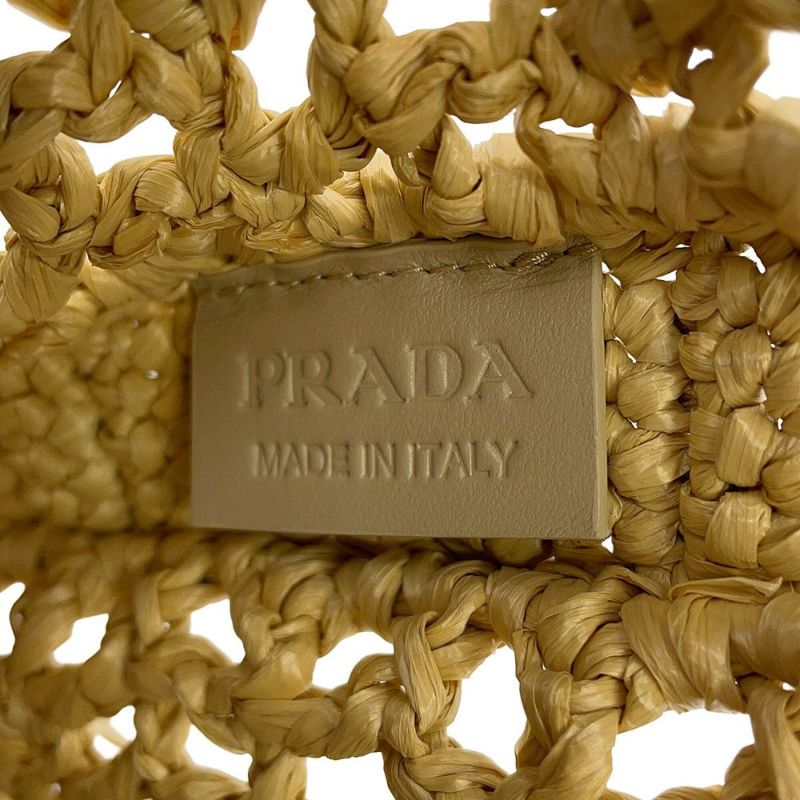 プラダ トートバッグ ロゴ クロシェ ラフィア 2VG105 PRADA