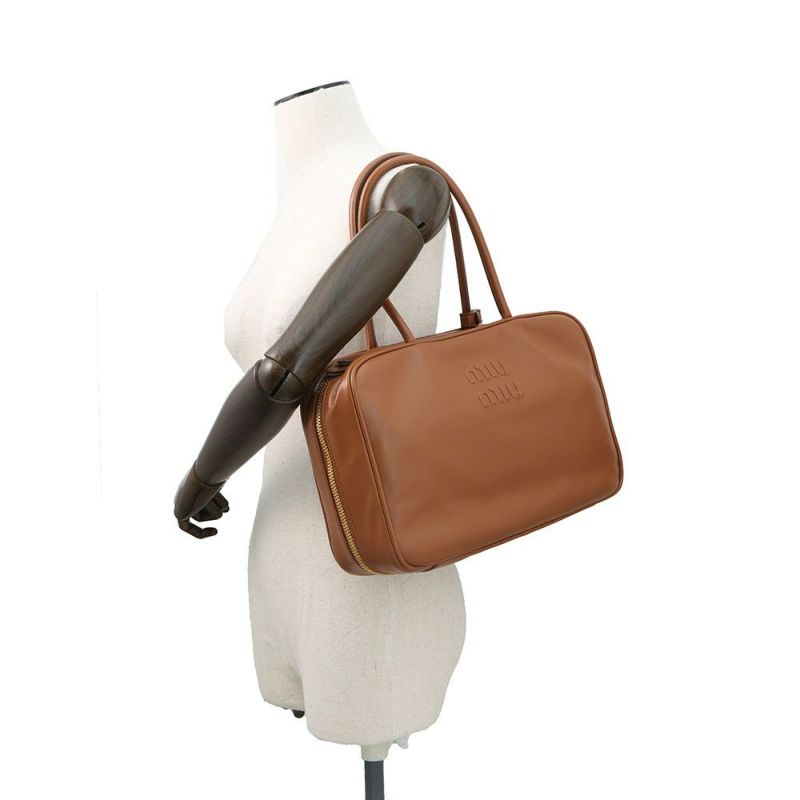 ミュウミュウ ハンドバッグ ボー バッグ レザー 5BB117 MIUMIU ブラウン