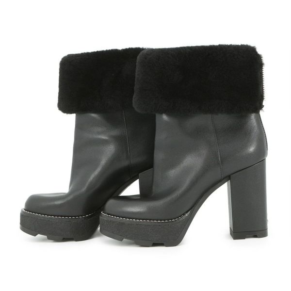 ルイヴィトン ブーツ シアリング レザー LV ボブール・ライン アンクルブーツ レディースサイズ38 LOUIS VUITTON 黒 ブラック