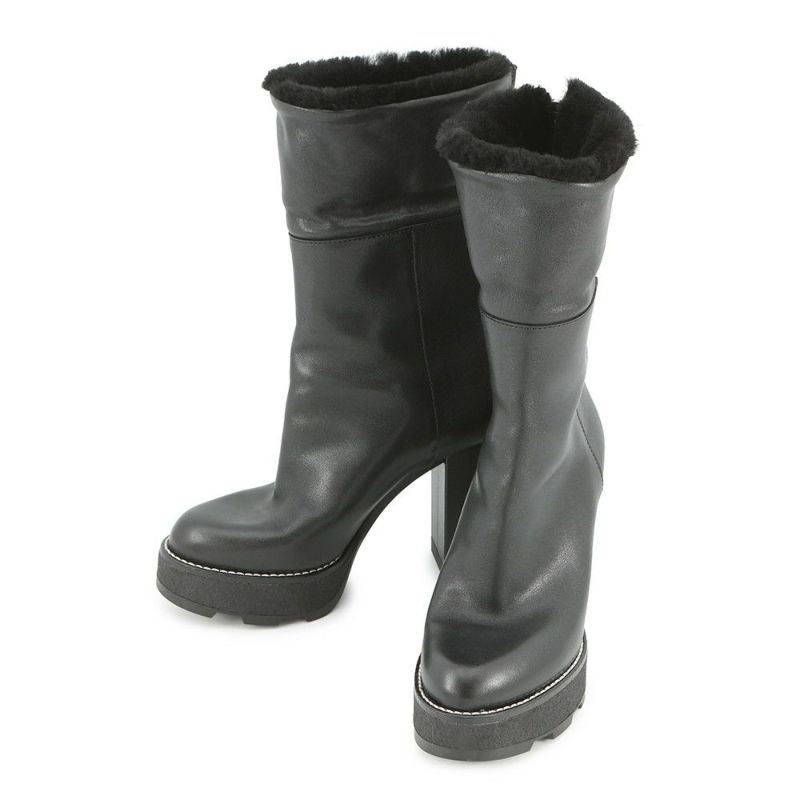 ルイヴィトン ブーツ シアリング レザー LV ボブール・ライン アンクルブーツ レディースサイズ38 LOUIS VUITTON 黒 ブラック