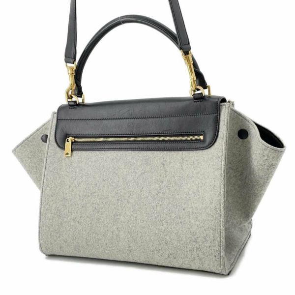 セリーヌ ハンドバッグ トラペーズ フェルト レザー CELINE 2wayショルダー 黒