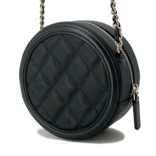 シャネル チェーンショルダーバッグ CCフィリグリー ラウンド キャビアスキン AP0365 CHANEL 黒