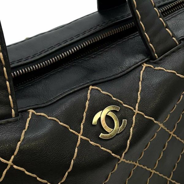 シャネル ハンドバッグ ワイルドステッチ ココマーク レザー A14692 CHANEL バッグ 黒