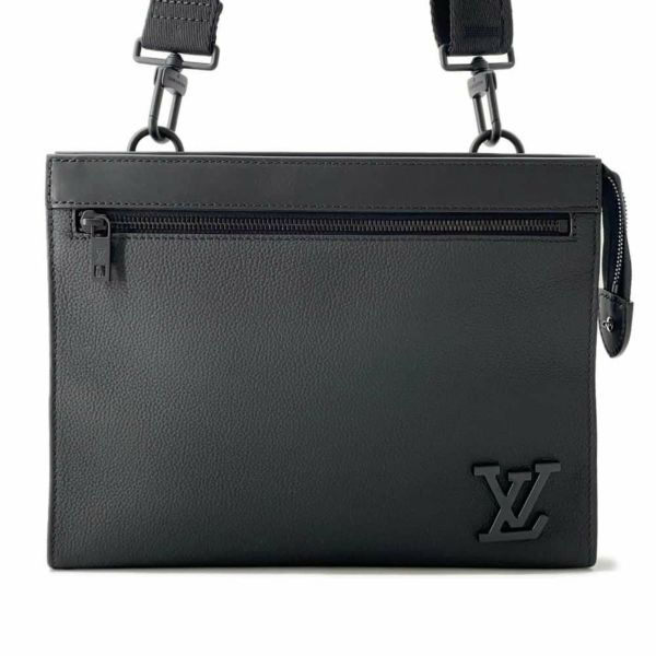 ルイヴィトン ショルダーバッグ アエログラム・レザー メッセンジャー・ヴォワヤージュ M59329 LOUIS VUITTON クラッチ 黒