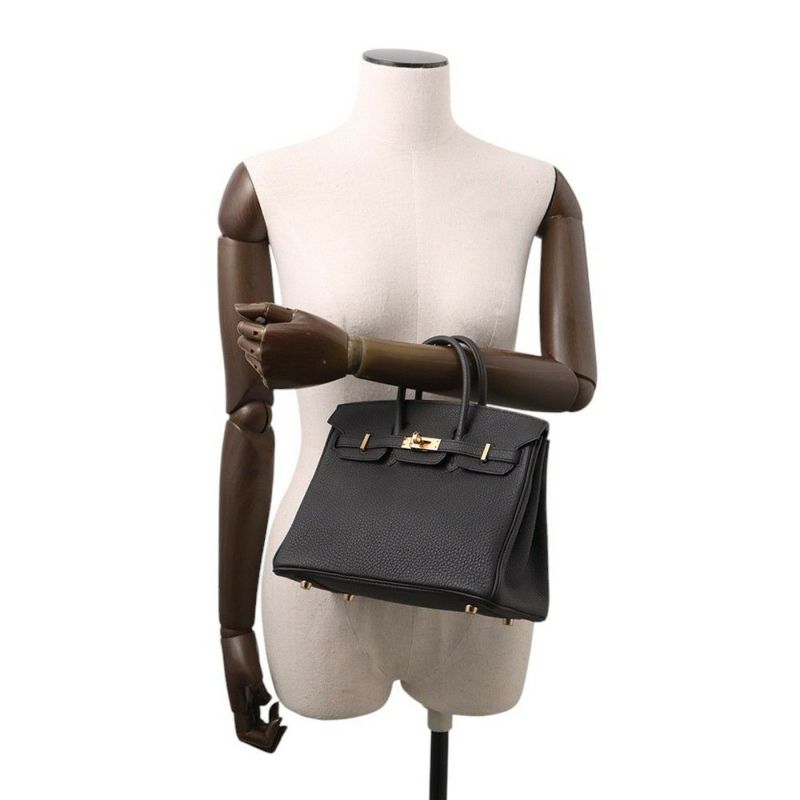 エルメス バーキン25 ブラック/ゴールド金具 ロゴ W刻印 HERMES Birkin ハンドバッグ 黒