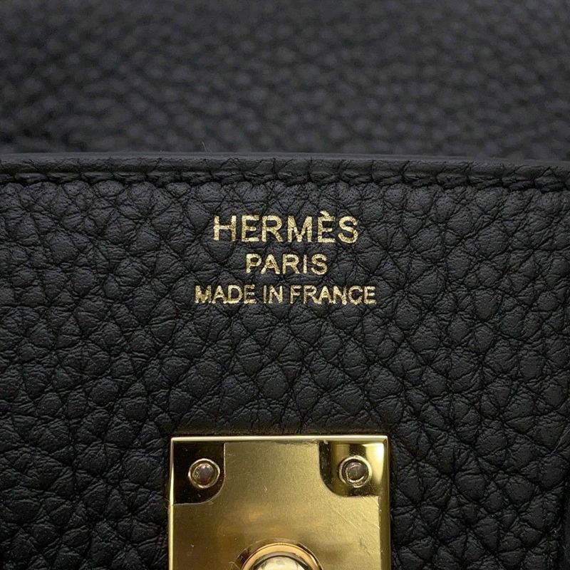 エルメス バーキン25 ブラック/ゴールド金具 ロゴ W刻印 HERMES Birkin ハンドバッグ 黒