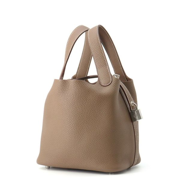 エルメス ハンドバッグ ピコタンロックPM エトゥープ/シルバー金具 トリヨンクレマンス Y刻印