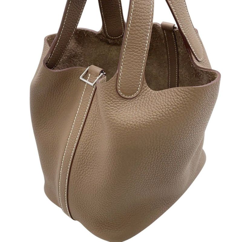 エルメス ハンドバッグ ピコタンロックPM エトゥープ/シルバー金具 トリヨンクレマンス Y刻印