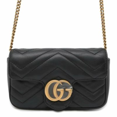 グッチ チェーンショルダーバッグ GGマーモント レザー 476433 GUCCI バッグ 黒 安心保証 |  中古・新品ブランド販売ギャラリーレア公式通販