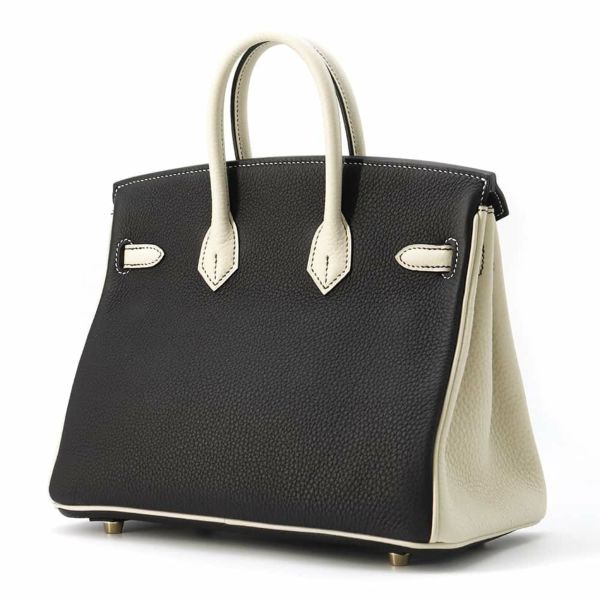 エルメス バーキン25 ブラック/クレ/シャンパンゴールド金具 トゴ U刻印 HERMES Birkin ハンドバッグ SPO