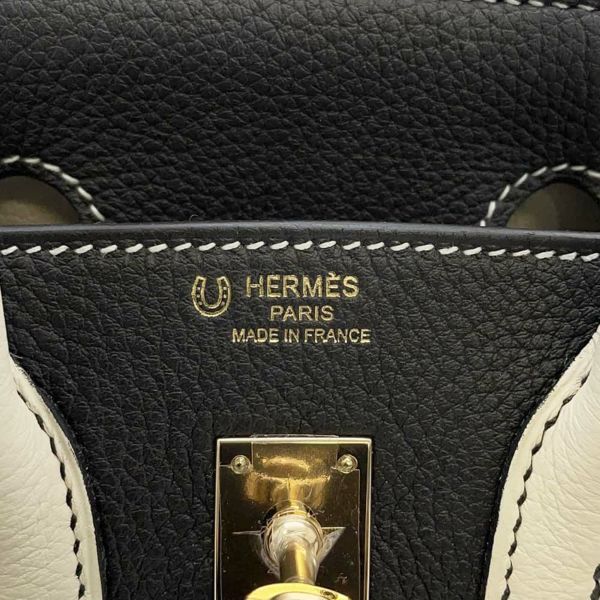 エルメス バーキン25 ブラック/クレ/シャンパンゴールド金具 トゴ U刻印 HERMES Birkin ハンドバッグ SPO
