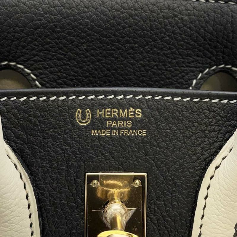 エルメス バーキン25 ブラック/クレ/シャンパンゴールド金具 トゴ U刻印 HERMES Birkin ハンドバッグ SPO