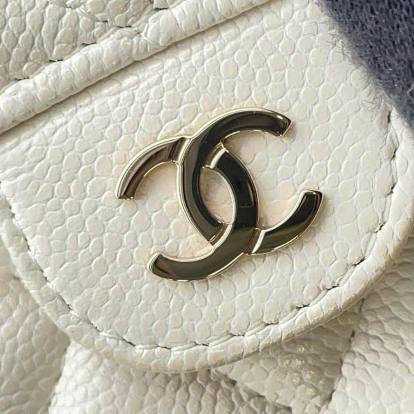 シャネル チェーンショルダーバッグ フラップ フォンケース マトラッセ ココマーク キャビアスキン AP2096 CHANEL 白