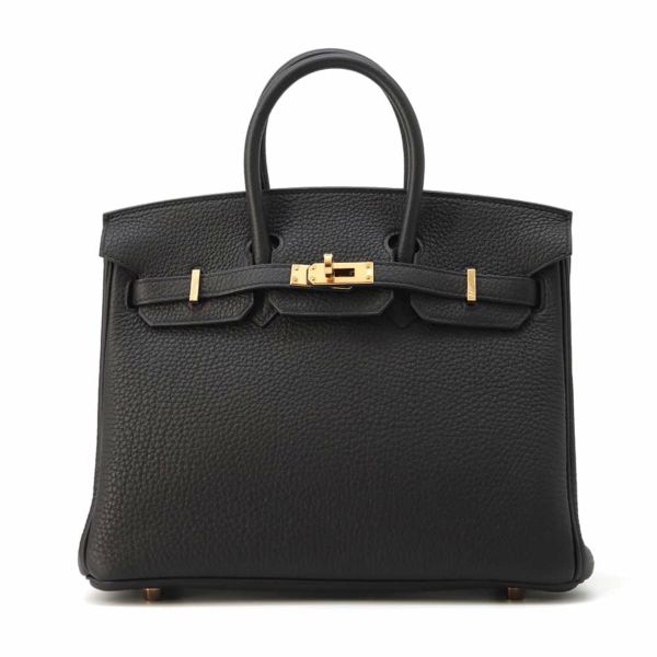 エルメス バーキン25 ブラック/ピンクゴールド金具 トゴ B刻印 HERMES Birkin ハンドバッグ 黒