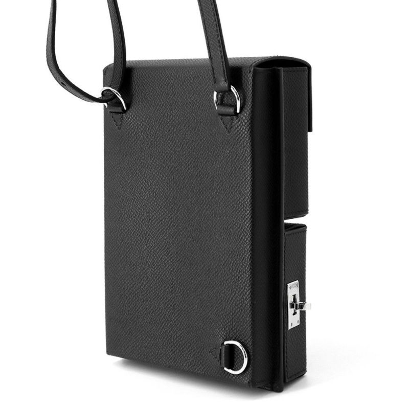 エルメス ショルダーバッグ ケリーマルチポケット ブラック/シルバー金具 エプソン K刻印 黒