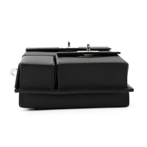 エルメス ショルダーバッグ ケリーマルチポケット ブラック/シルバー金具 エプソン K刻印 黒