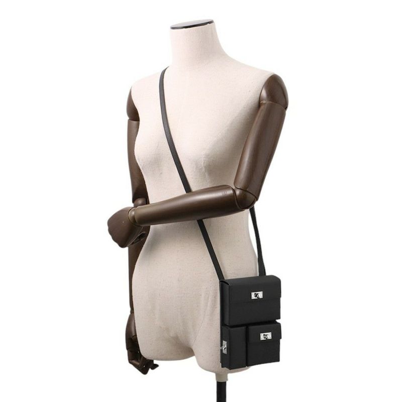 エルメス ショルダーバッグ ケリーマルチポケット ブラック/シルバー金具 エプソン K刻印 黒