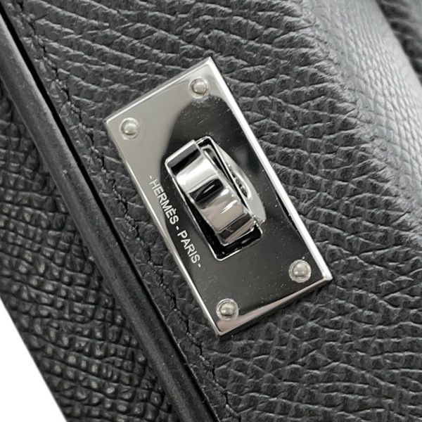 エルメス ショルダーバッグ ケリーマルチポケット ブラック/シルバー金具 エプソン K刻印 黒