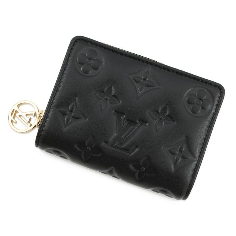 ルイヴィトン 二つ折り財布 ラムレザー/モノグラム・パターン ポルトフォイユ・ルー M81599 LOUIS VUITTON ブラック 黒
