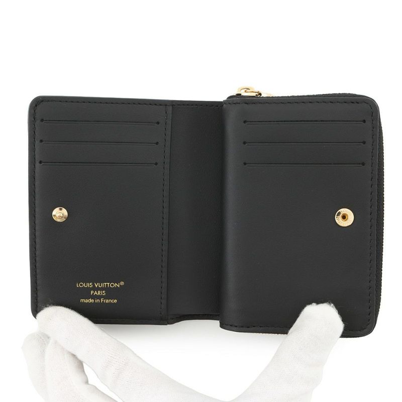 ルイヴィトン 二つ折り財布 ラムレザー/モノグラム・パターン ポルトフォイユ・ルー M81599 LOUIS VUITTON ブラック 黒