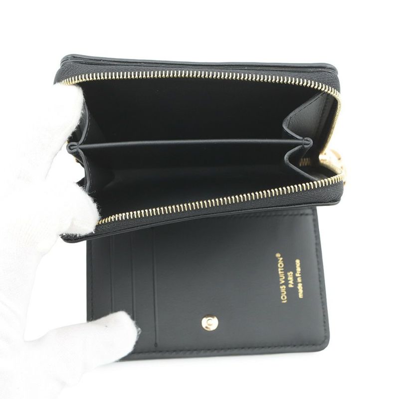 ルイヴィトン 二つ折り財布 ラムレザー/モノグラム・パターン ポルトフォイユ・ルー M81599 LOUIS VUITTON ブラック 黒