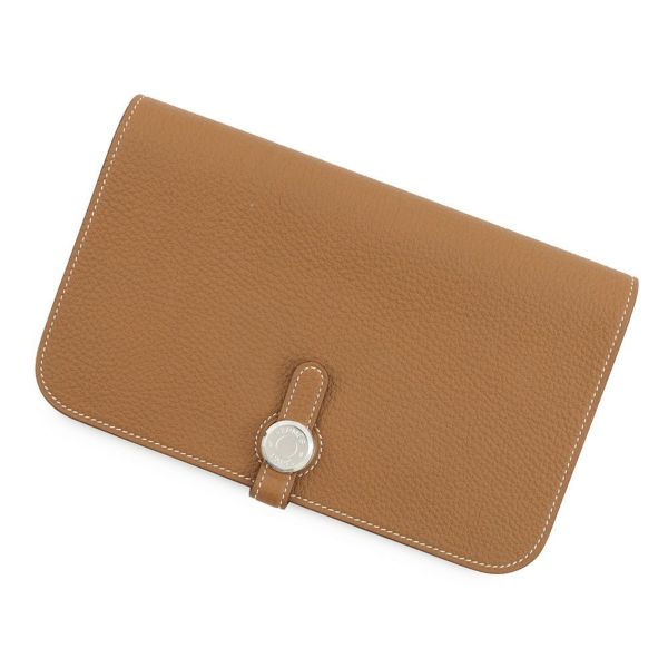 エルメス 長財布 ドゴンGM ゴールド/シルバー金具 トゴ K刻印 HERMES 財布