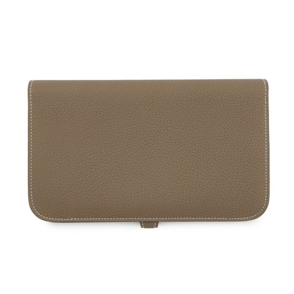 エルメス 長財布 ドゴンGM エトゥープ/シルバー金具 トゴ K刻印 HERMES 財布