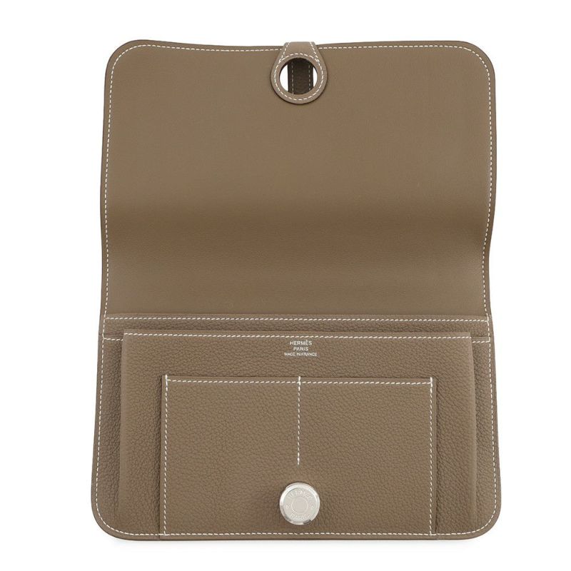エルメス 長財布 ドゴンGM エトゥープ/シルバー金具 トゴ K刻印 HERMES 財布