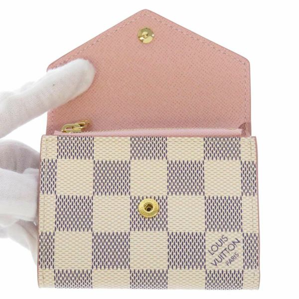 ルイヴィトン 三つ折り財布 ダミエ・アズール ポルトフォイユ・ゾエ N60292 LOUIS VUITTON ヴィトン コンパクト財布 ローズバレリーヌ