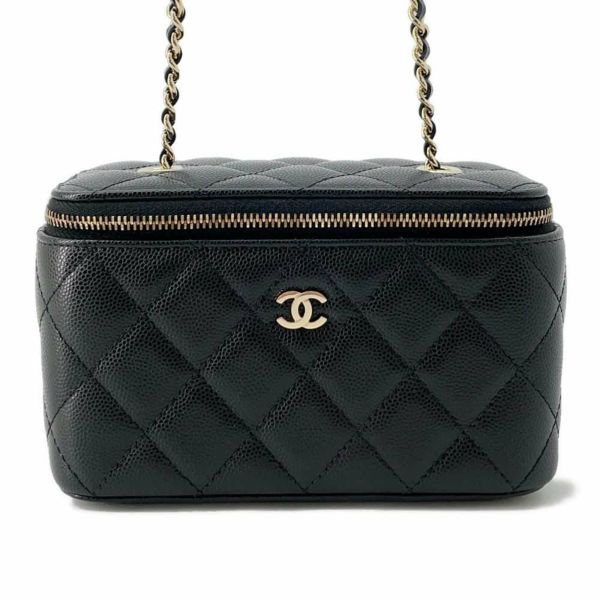 シャネル チェーンショルダーバッグ バニティ ココマーク マトラッセ キャビアスキン AP1341 CHANEL ヴァニティ 黒