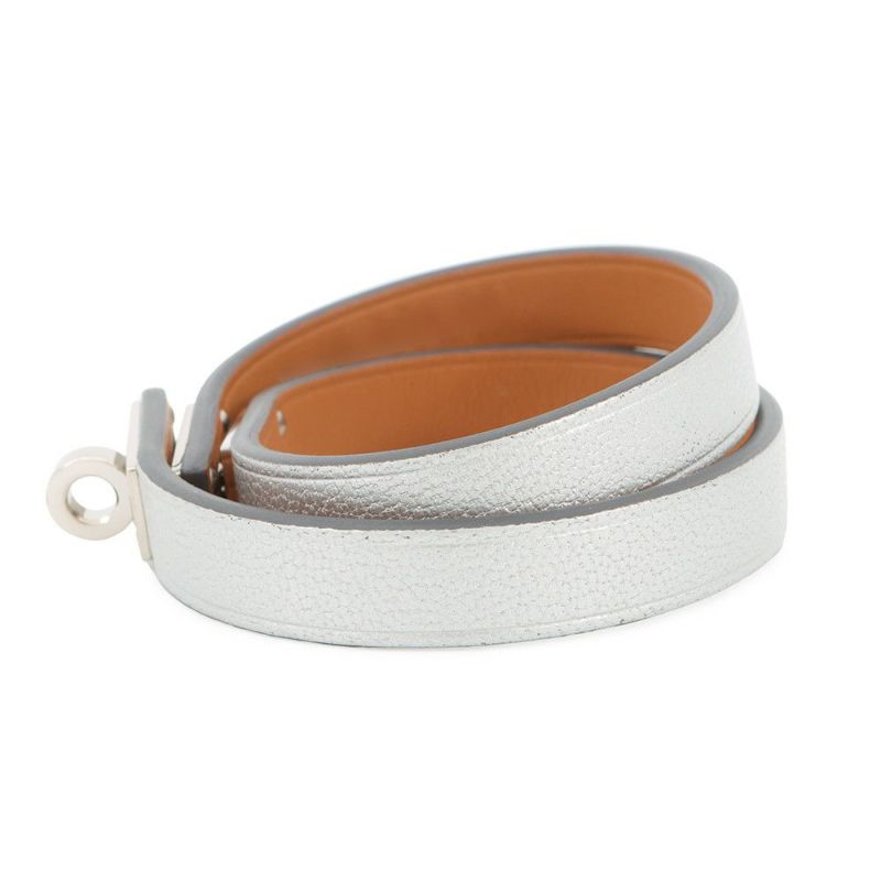 エルメス ブレスレット ミニケリー ドゥブルトゥール シルバー/シルバー金具 シェブルシャムキラ サイズT2 K刻印 HERMES アクセサリー