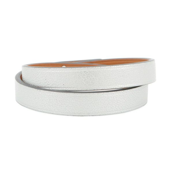 エルメス ブレスレット ミニケリー ドゥブルトゥール シルバー/シルバー金具 シェブルシャムキラ サイズT2 K刻印 HERMES アクセサリー