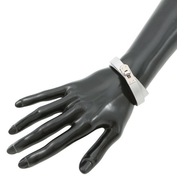 エルメス ブレスレット ミニケリー ドゥブルトゥール シルバー/シルバー金具 シェブルシャムキラ サイズT2 K刻印 HERMES アクセサリー
