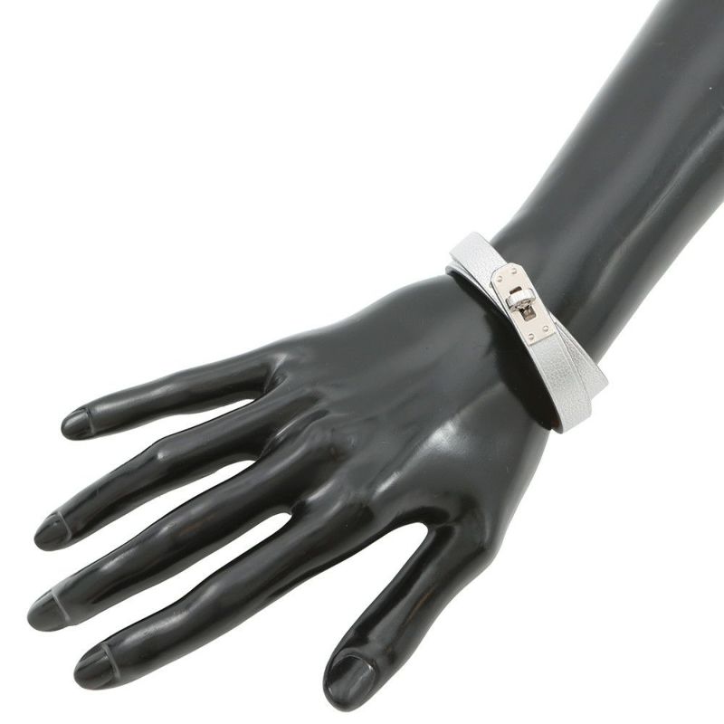 エルメス ブレスレット ミニケリー ドゥブルトゥール シルバー/シルバー金具 シェブルシャムキラ サイズT2 K刻印 HERMES アクセサリー