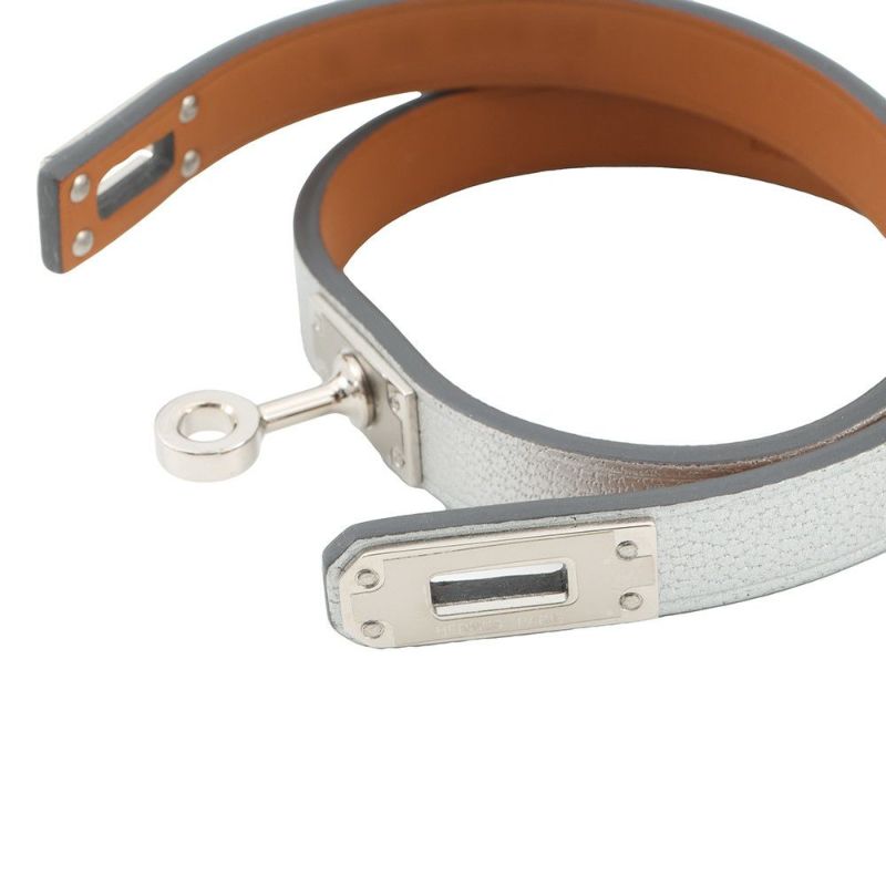 エルメス ブレスレット ミニケリー ドゥブルトゥール シルバー/シルバー金具 シェブルシャムキラ サイズT2 K刻印 HERMES アクセサリー