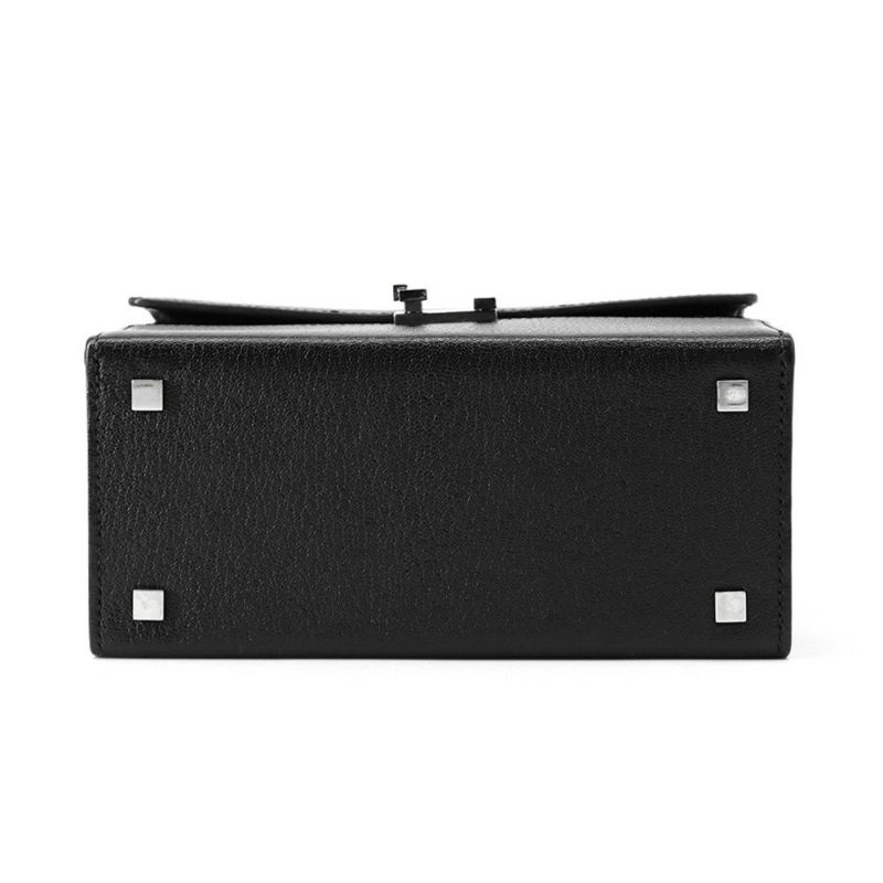 エルメス チェーンショルダーバッグ シネティック ブラック/シルバー金具 シェブルミゾル C刻印 黒