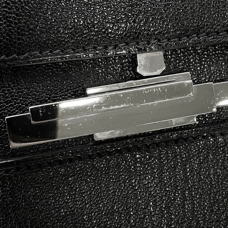 エルメス チェーンショルダーバッグ シネティック ブラック/シルバー金具 シェブルミゾル C刻印 黒