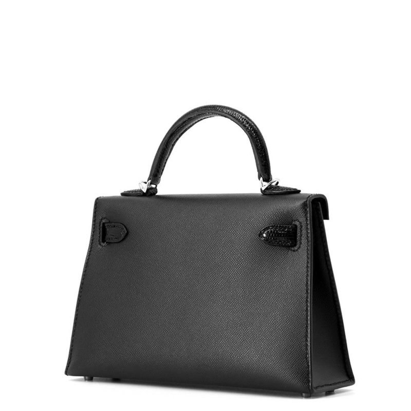 エルメス ミニケリー2 外縫い タッチ ブラック/シルバー金具 リザード/ヴォーマダム W刻印 2wayショルダー 黒