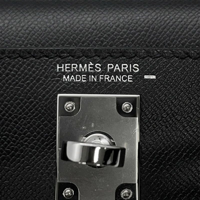 エルメス ミニケリー2 外縫い タッチ ブラック/シルバー金具 リザード/ヴォーマダム W刻印 2wayショルダー 黒