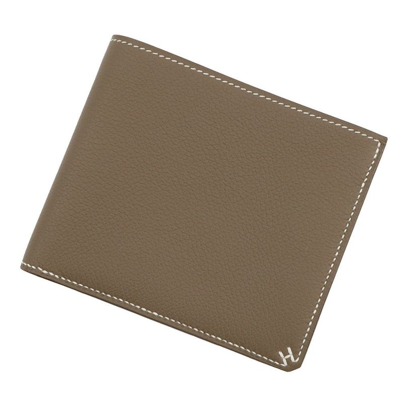 エルメス 二つ折り財布 セリエ コンパクト Sellier H エトゥープ/シルバー金具 エバーカラー W刻印 メンズ
