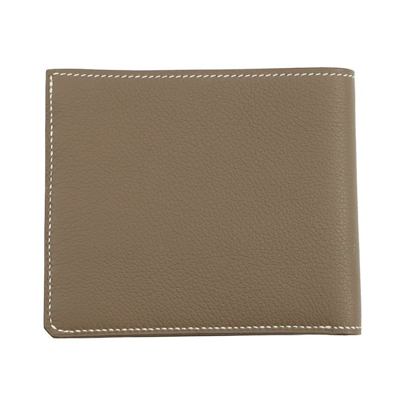 エルメス 二つ折り財布 セリエ コンパクト Sellier H エトゥープ/シルバー金具 エバーカラー W刻印 メンズ