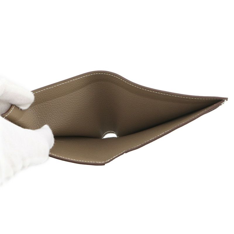 エルメス 二つ折り財布 セリエ コンパクト Sellier H エトゥープ/シルバー金具 エバーカラー W刻印 メンズ