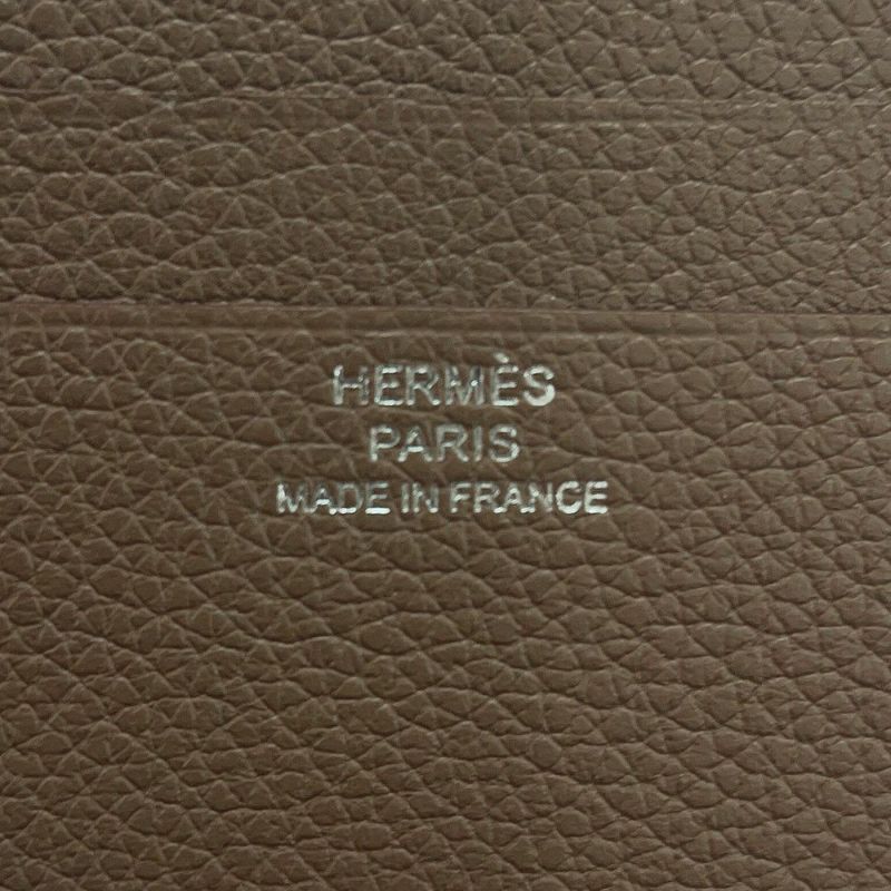 エルメス 二つ折り財布 セリエ コンパクト Sellier H エトゥープ/シルバー金具 エバーカラー W刻印 メンズ