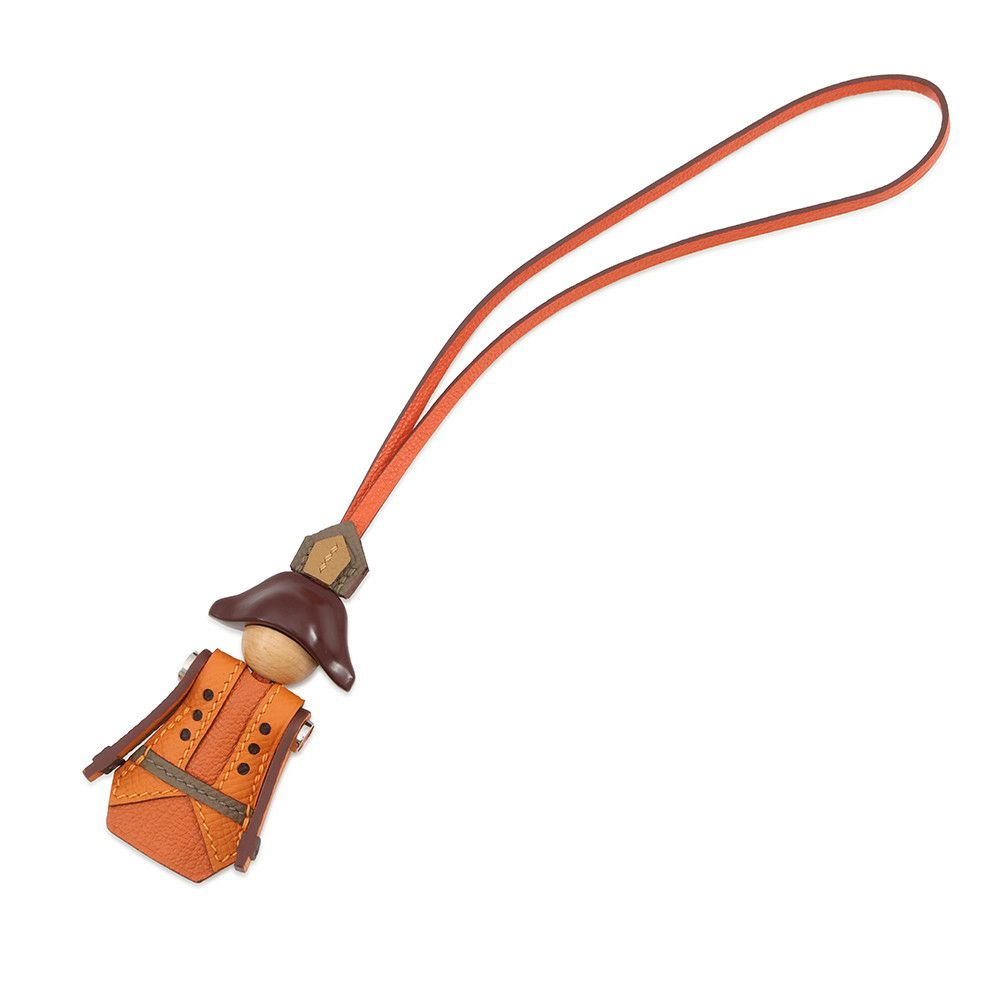 エルメス バッグチャーム アーティフィサー オレンジ/シルバー金具 エプソン/シェブルミゾル K刻印 HERMES チャーム