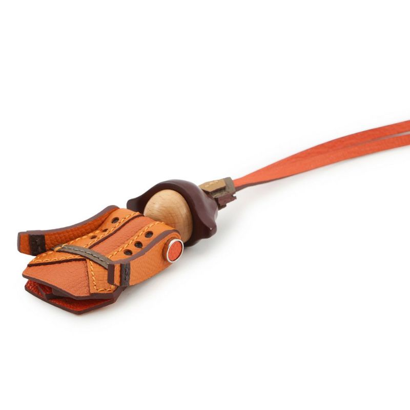 エルメス バッグチャーム アーティフィサー オレンジ/シルバー金具 エプソン/シェブルミゾル K刻印 HERMES チャーム