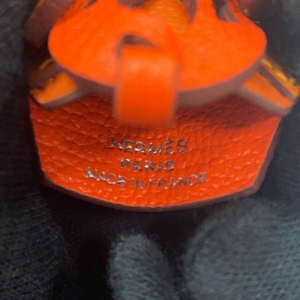 エルメス バッグチャーム アーティフィサー オレンジ/シルバー金具 エプソン/シェブルミゾル K刻印 HERMES チャーム