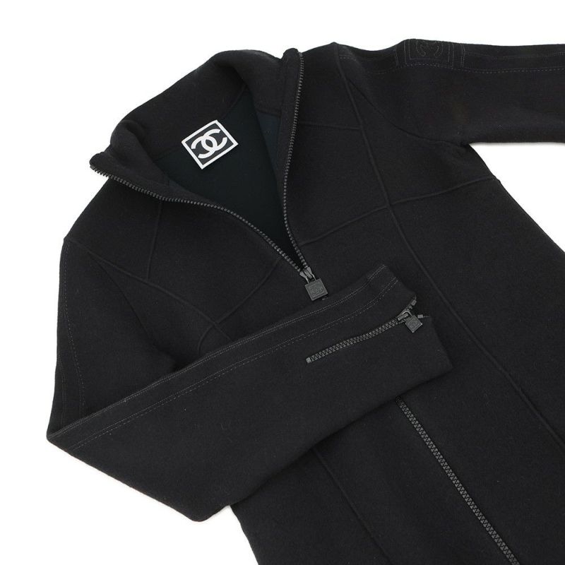 シャネル コート スポーツライン コート カシミヤ レディースサイズ38 P36681 CHANEL アウター 黒