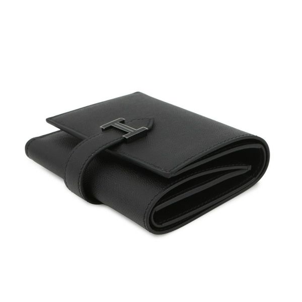 エルメス 三つ折り財布 ベアンコンビネ ブラック/ブラック金具 ヴォーマダム W刻印 HERMES 財布 黒